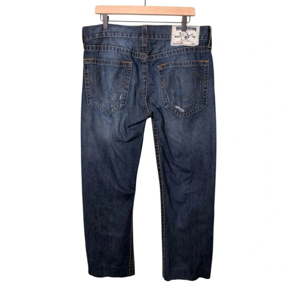 True Religion Men’s Slim Denim Jeans Boqd Lost Lagoon Blue Size‎ 34 Hemmed
